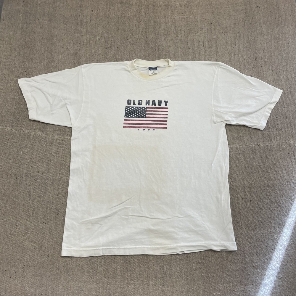 vintage Old‎ Navy american flag shirt mens XL white 1990s